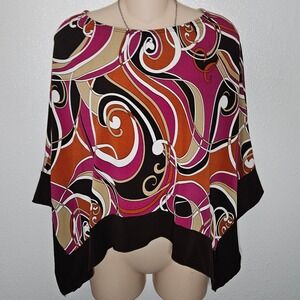 Speechless Retro Swirl Print Poncho Handkerchief Top